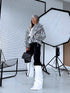 "CHRISTY FL209" faux fur jacket - black with white